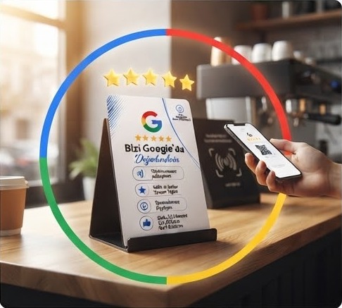 Kafe tezgahında standlı NFC kart